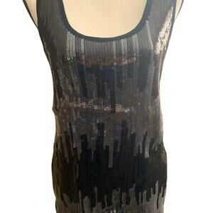 Willi Smith Racerback Tank Black & Silver Sequins Size Medium‎